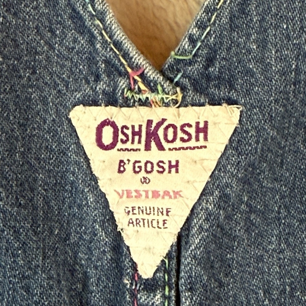 Vintage Oshkosh B'gosh Bubble Overalls Girls 3T Patchwork 80s USA Union Made - Picture 3 of 8